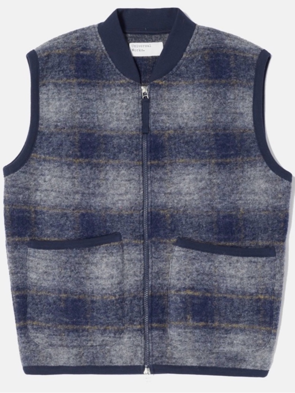 Universal Works Vest -Blue Plaid- Wool